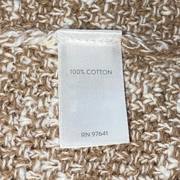 J. Jill Wearever Contrast Trimmed Knit Cardigan Jacket in Camel/Porcelain - M